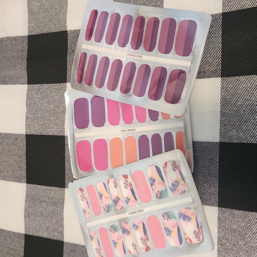 purple mixed nail sticker 3 pack